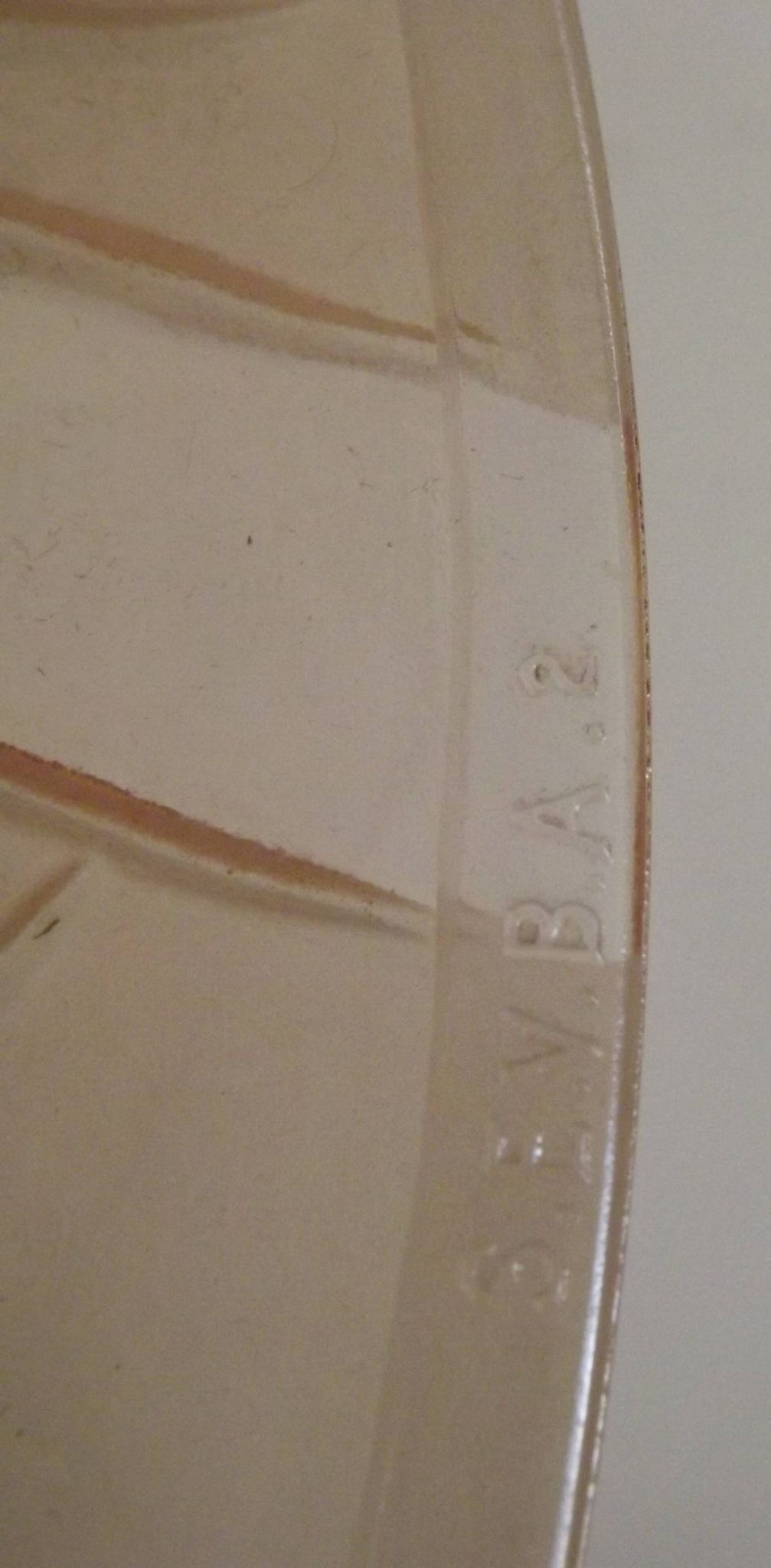 French Art Deco Stamped S.E.V.B.A Pink Glass Platform Floral Design 5553