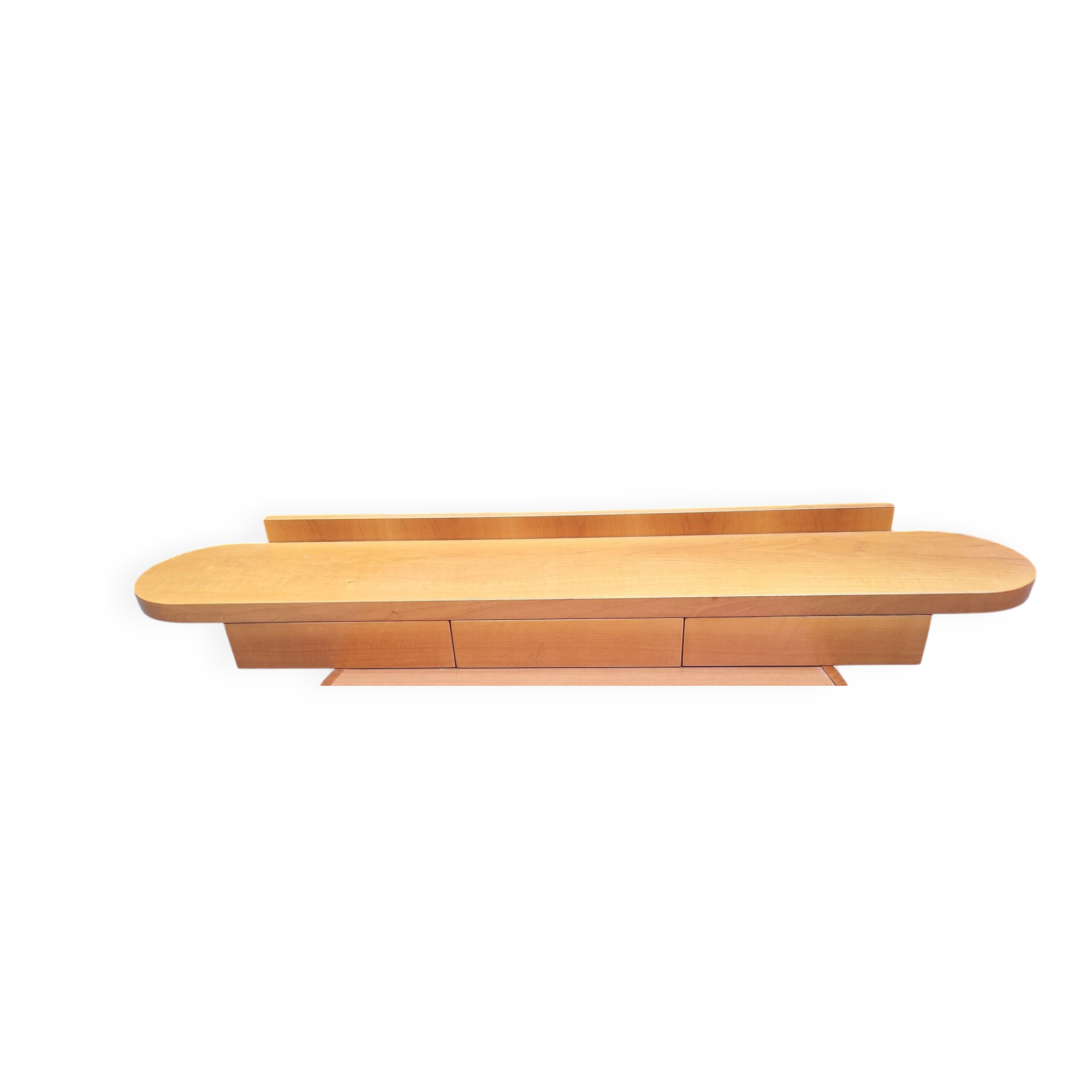 Wall-Mounted Console Shelf in National Walnut with Drawers Under the Top, 1980s
