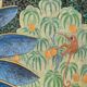 Painted canvas depicting monkeys on a fruit tree. Contemporary.