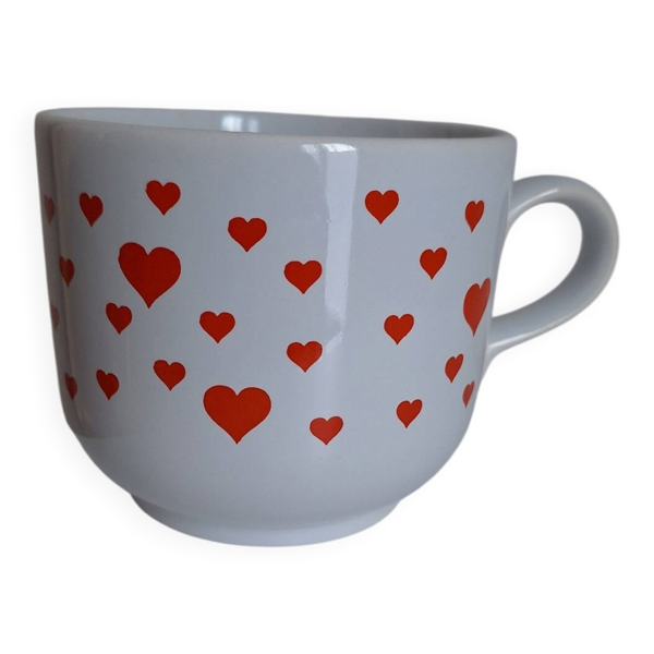 Grand Mug tasse Staffordshire England cœurs hearts red and white, parf