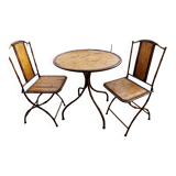 Bamboo style table + 2 chairs set