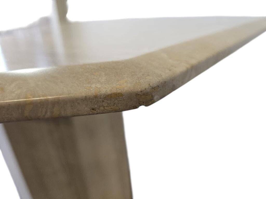 Table vintage octogonale en travertin / table à manger wabisabi
