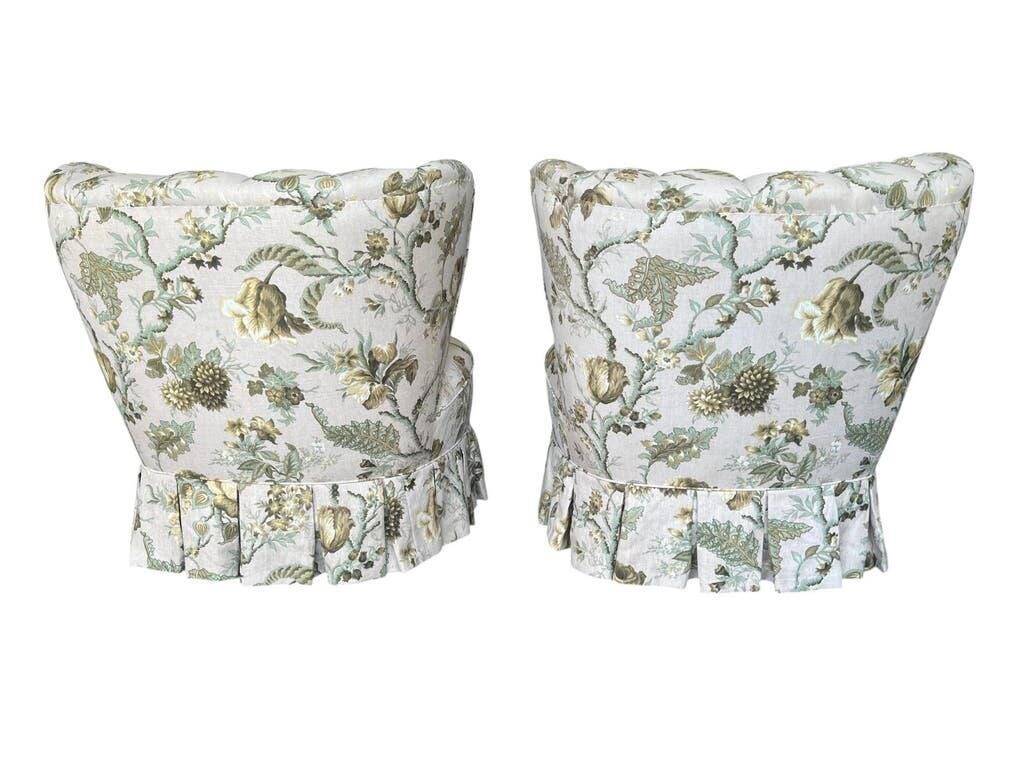Set of 2 vintage floral patterned cocktail chairs.