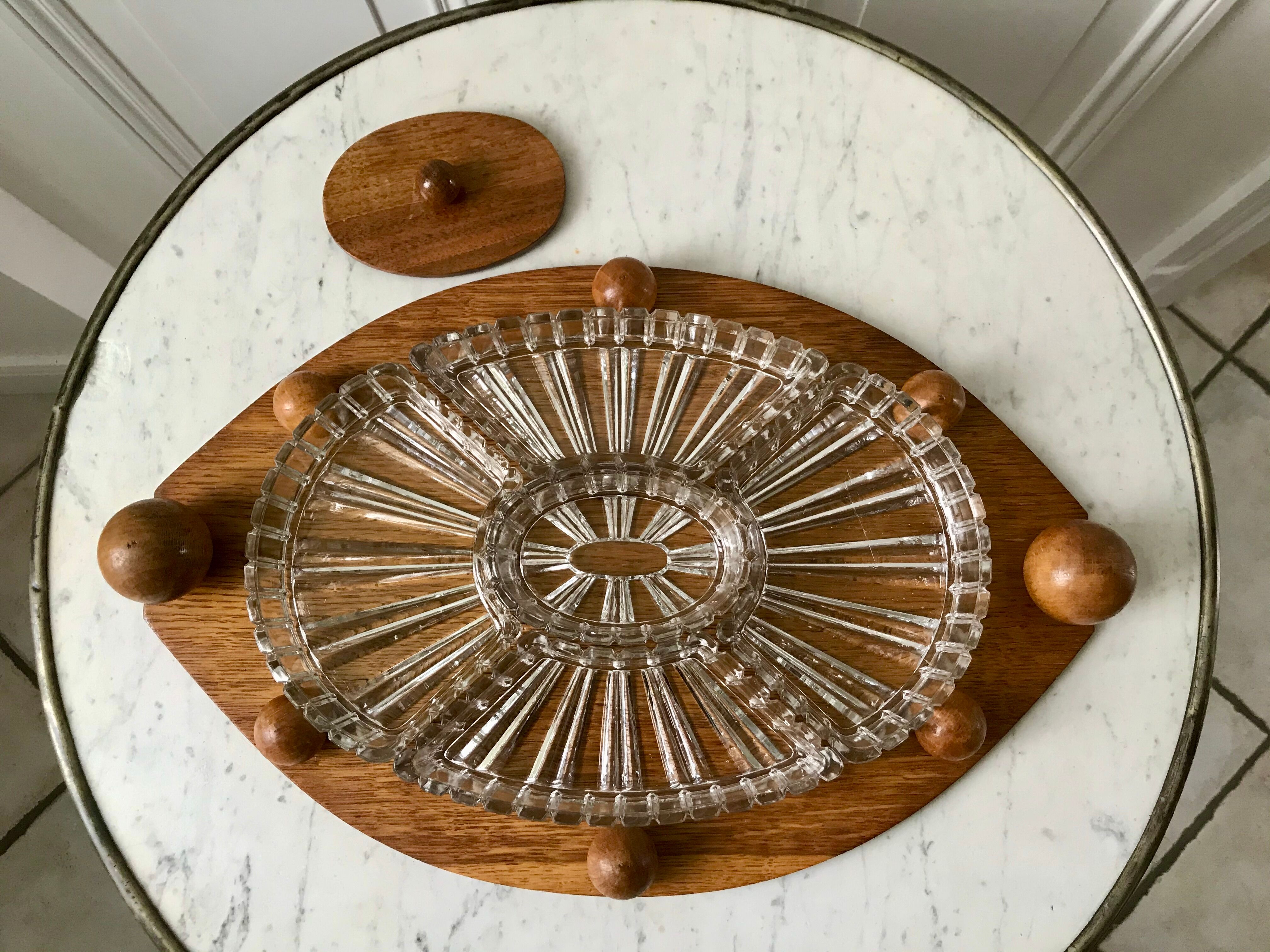 Wooden top and art deco glass 30s