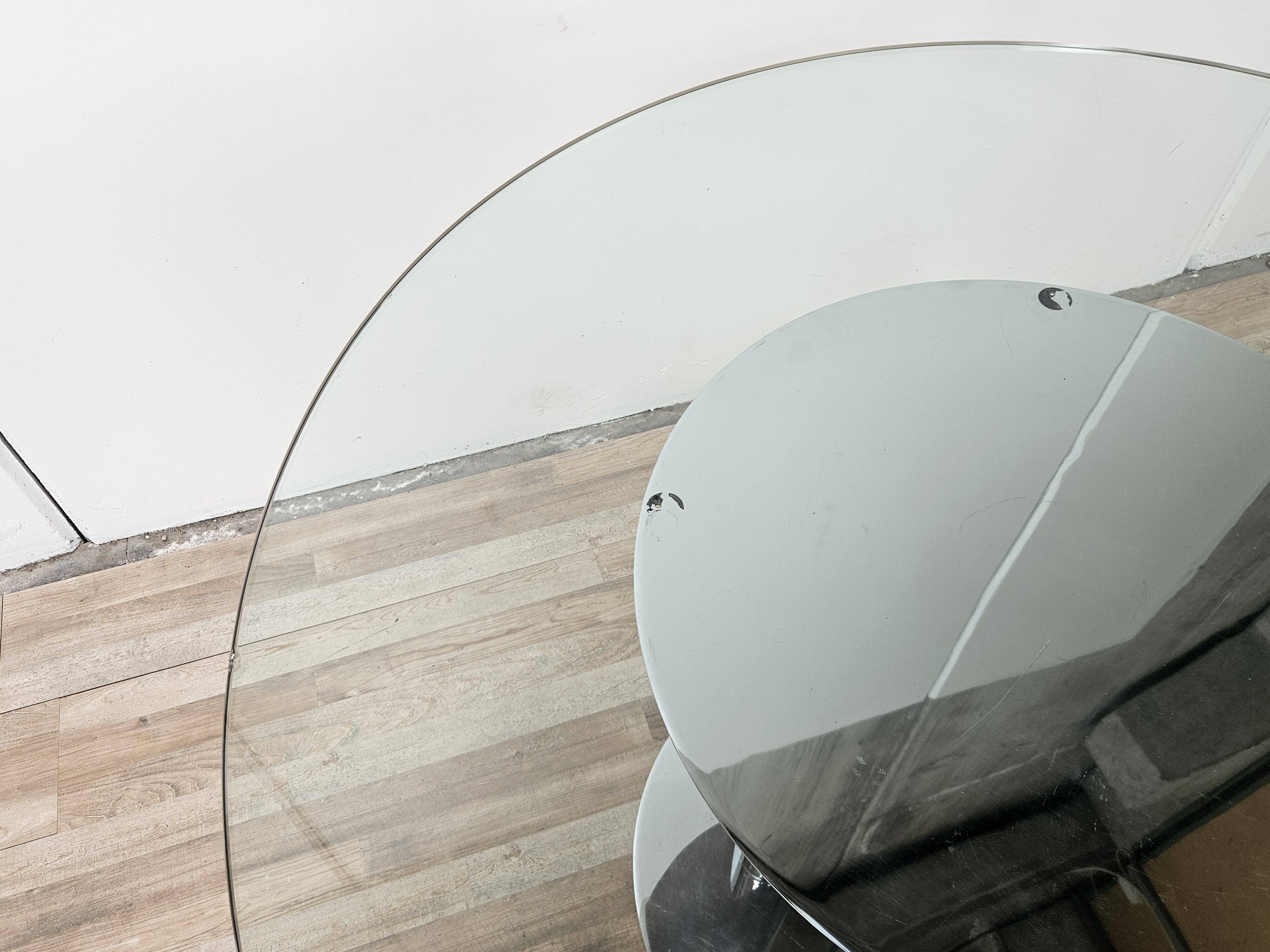 Vintage 70's metal table with round glass top