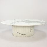 Mid-century italian marble oval coffee table, 1980s