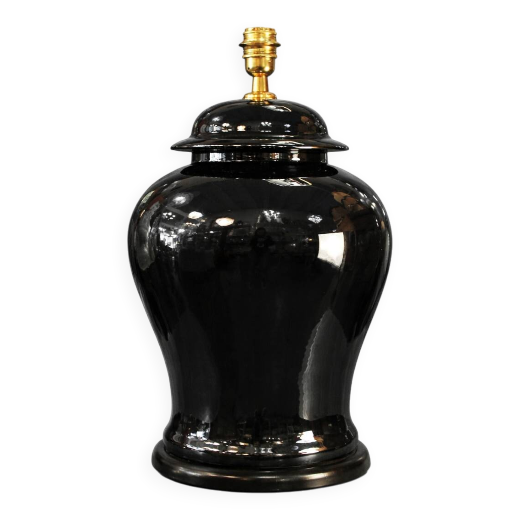 Lampe de table en céramique émaillée noire