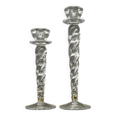 Ann Wahlstrom. Two twisted designer candlesticks in solid crystal.