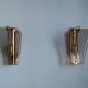Pair of brass and curved glass wall lamps from the 80s