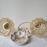 Duo of molded glass pendant lights