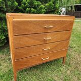 Antique vintage chest of drawers with spindle legs and 4 drawers, 1970s