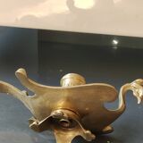 Bourgeoir à main/Rat de cave, Phénix/Paon, en laiton. Style Art Nouveau