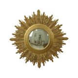 Miroir soleil Sunburst XL en résine dorée