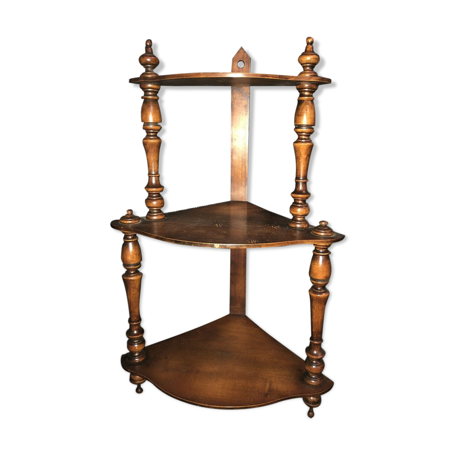 19th century fruit wood corner shelf