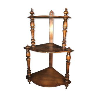 Étagère d'angle en bois fruitier XIXeme encoignure