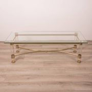 Vintage 70's table in brass and lucite design by sandro petti for metalarte