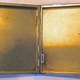 Art deco cigarette case, silver and vermeil and blue enamel