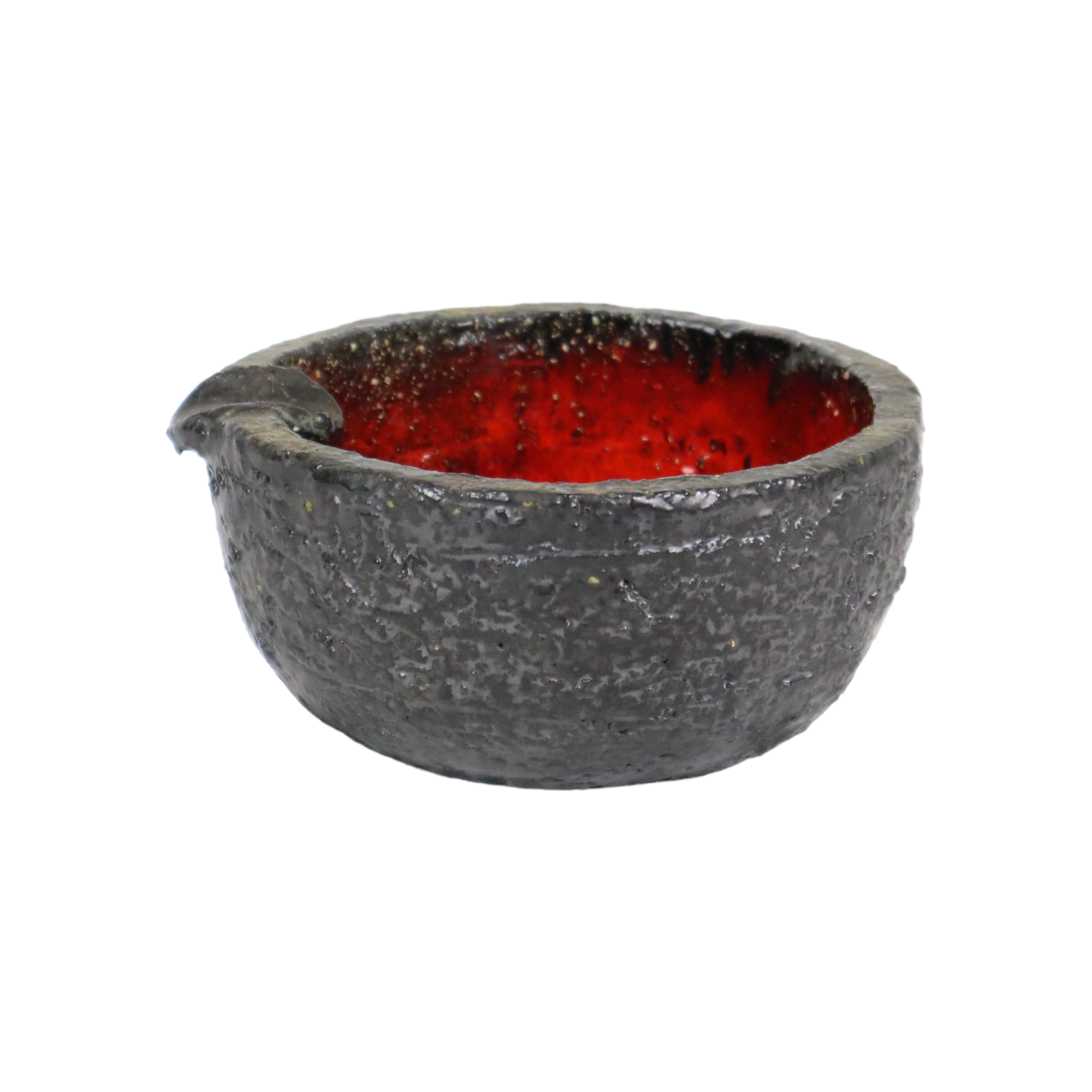 Fat Lava Pottery Ceramic Ashtray Bright Red Plem Vintage 13cm