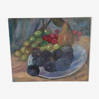 Old painting, fruit basket