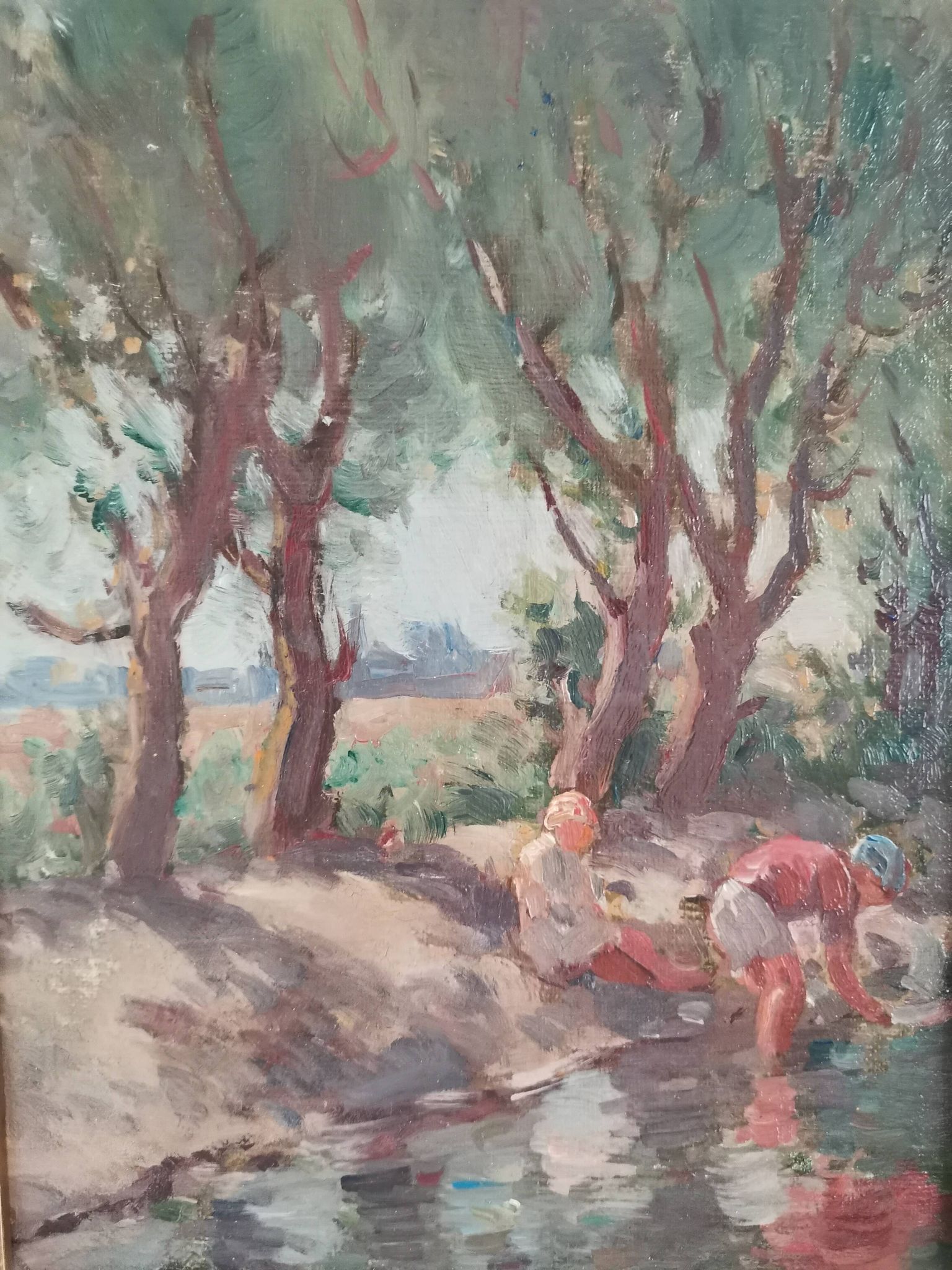 Paysage hollandais 1930 Huile sur toile