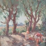 Paysage hollandais 1930 Huile sur toile