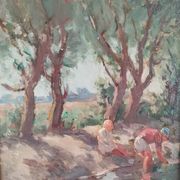 Paysage hollandais 1930 Huile sur toile