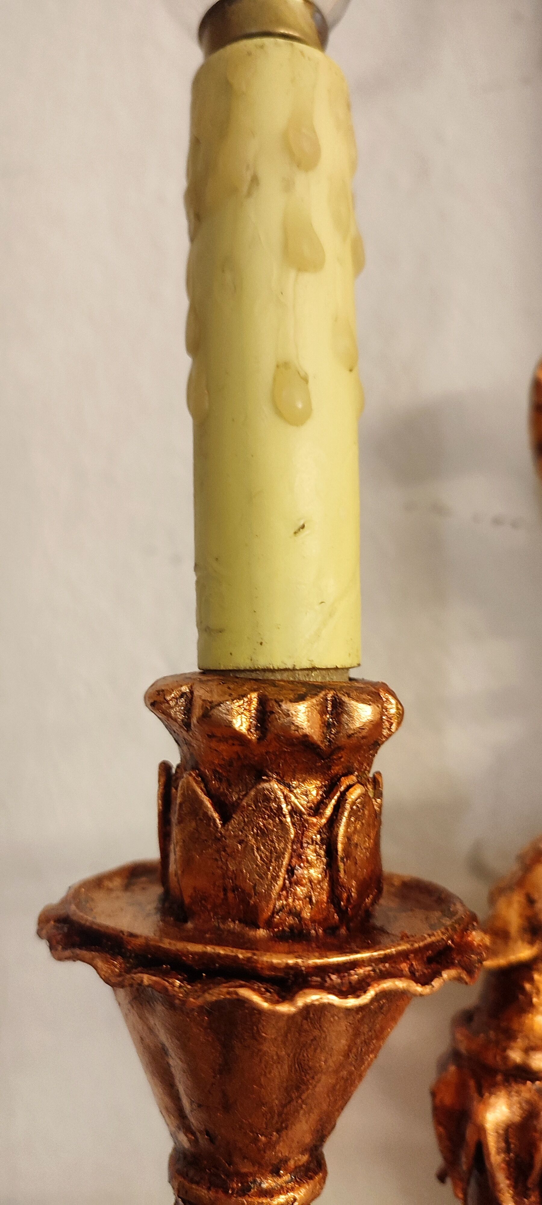 Wall lamp wrought iron and gold leaf. France, 1950s.