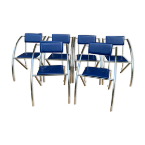 Lot de 6 chaises bleues aux courbes