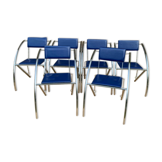 Lot de 6 chaises bleues aux courbes design