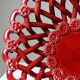 Small vintage 1970s-90s openwork braided red ceramic bowl by Pichon Uzès