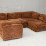 70s modular sofa, light brown velvet