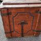 Coffre de mariage ancien en bois peint XIXème