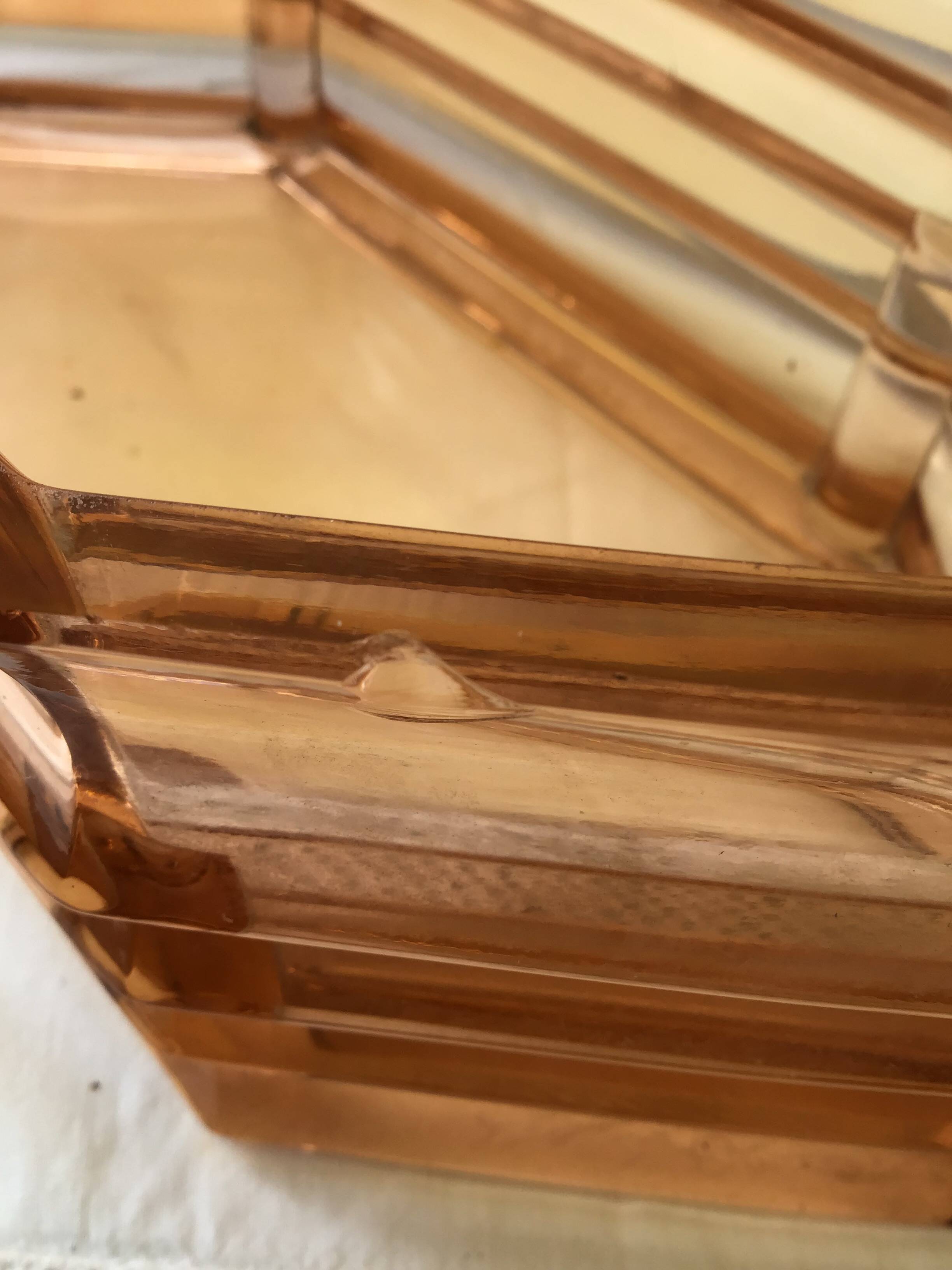 Art deco flower spike vase in thick pink glass