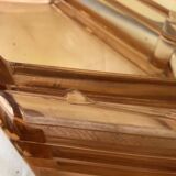 Art deco flower spike vase in thick pink glass