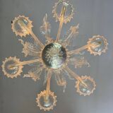 Venetian Chandelier in Colorless Murano Glass, 6 Light Arms Circa 1930