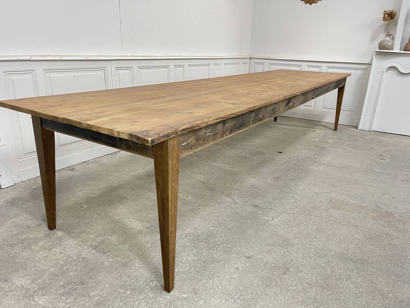 Large oak and fir table with honey patina
