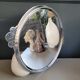 Vintage silver metal mirror tray