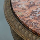 Antique French side table with a gold-coloured wooden frame and marble top