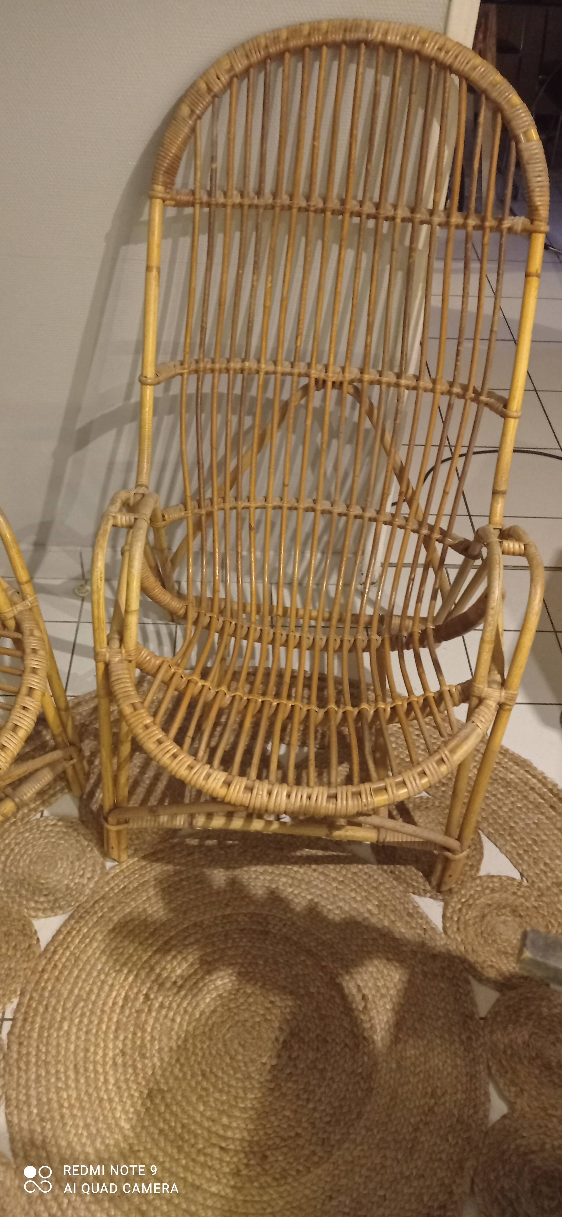 Pair of vintage rattan/wicker armchairs from the 70s