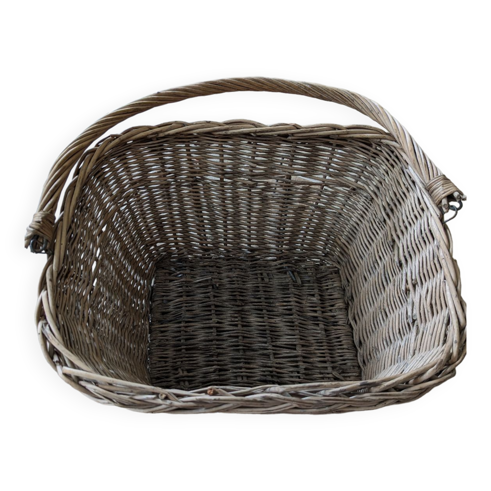 Antique wicker bike basket