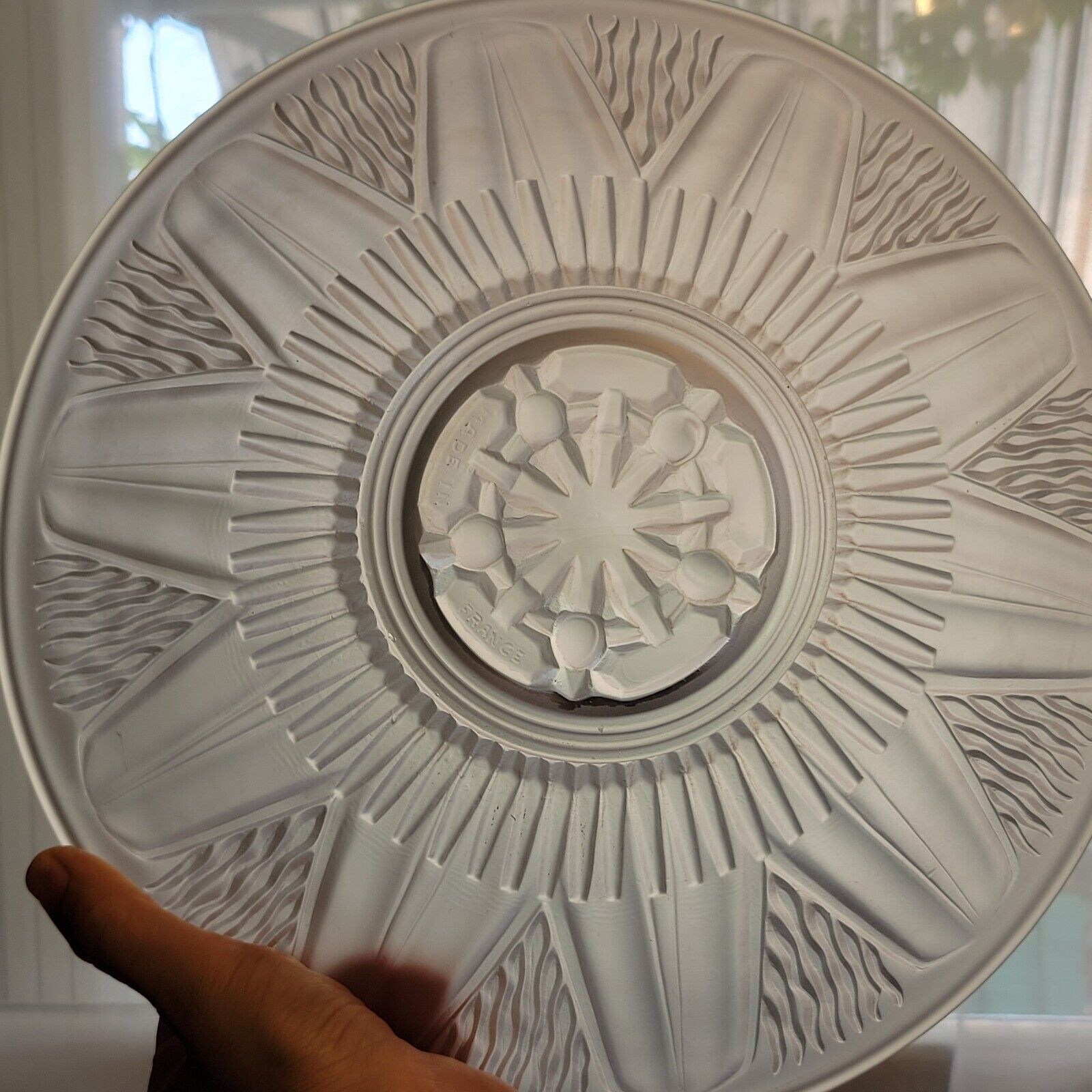 Old glass cut molded satin art deco