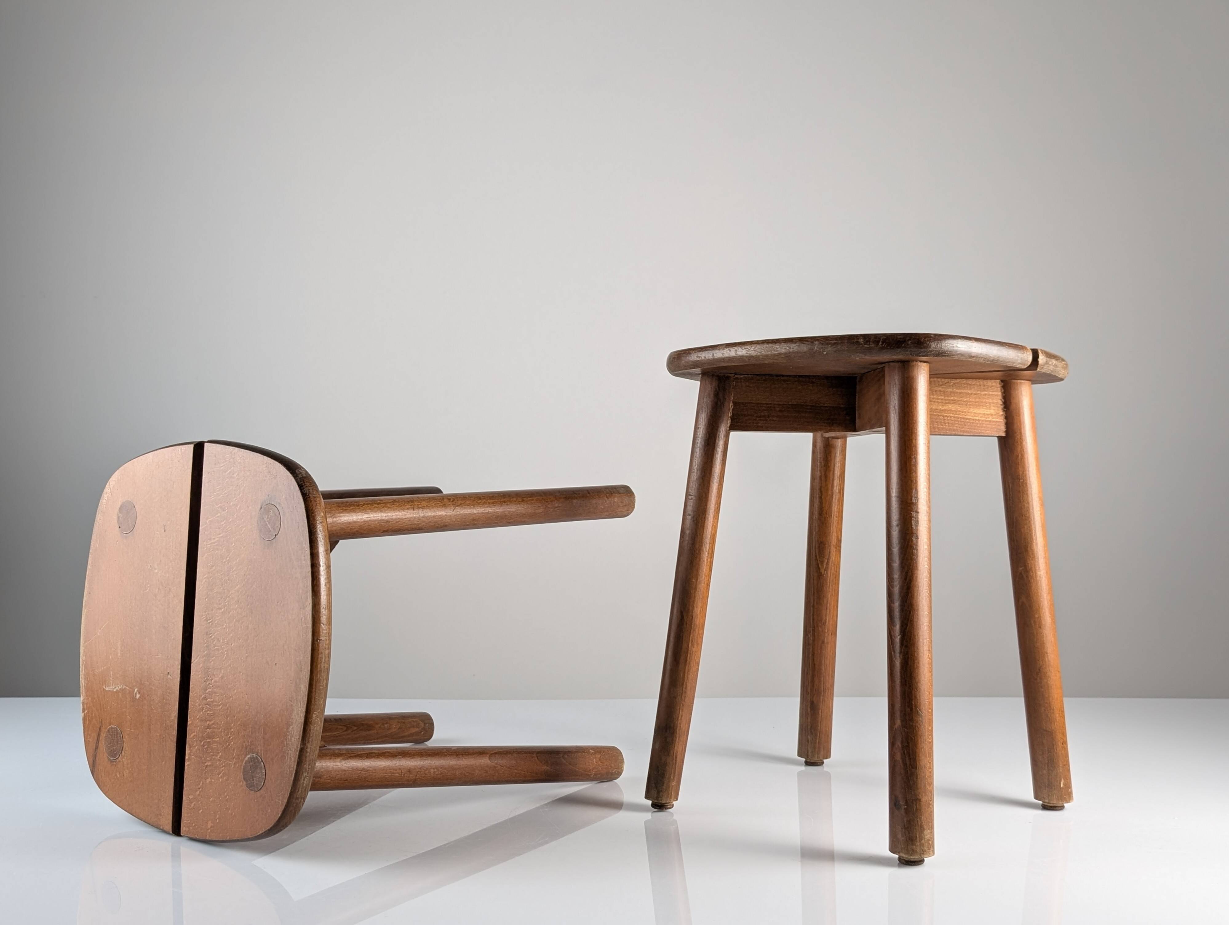 Pair of wooden stools by Pierre Gautier Delaye, France, 1960s
