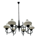Italian Bronze Opaline Glass Chandelier 1950’s