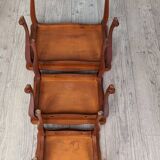 Set of 3 nesting tables - Louis XV style - cherry wood - parquet pattern marquetry decor (parquetry)