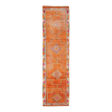 Tapis couloir fait main en laine turque orange brûlé 3x10, 85x318 cm