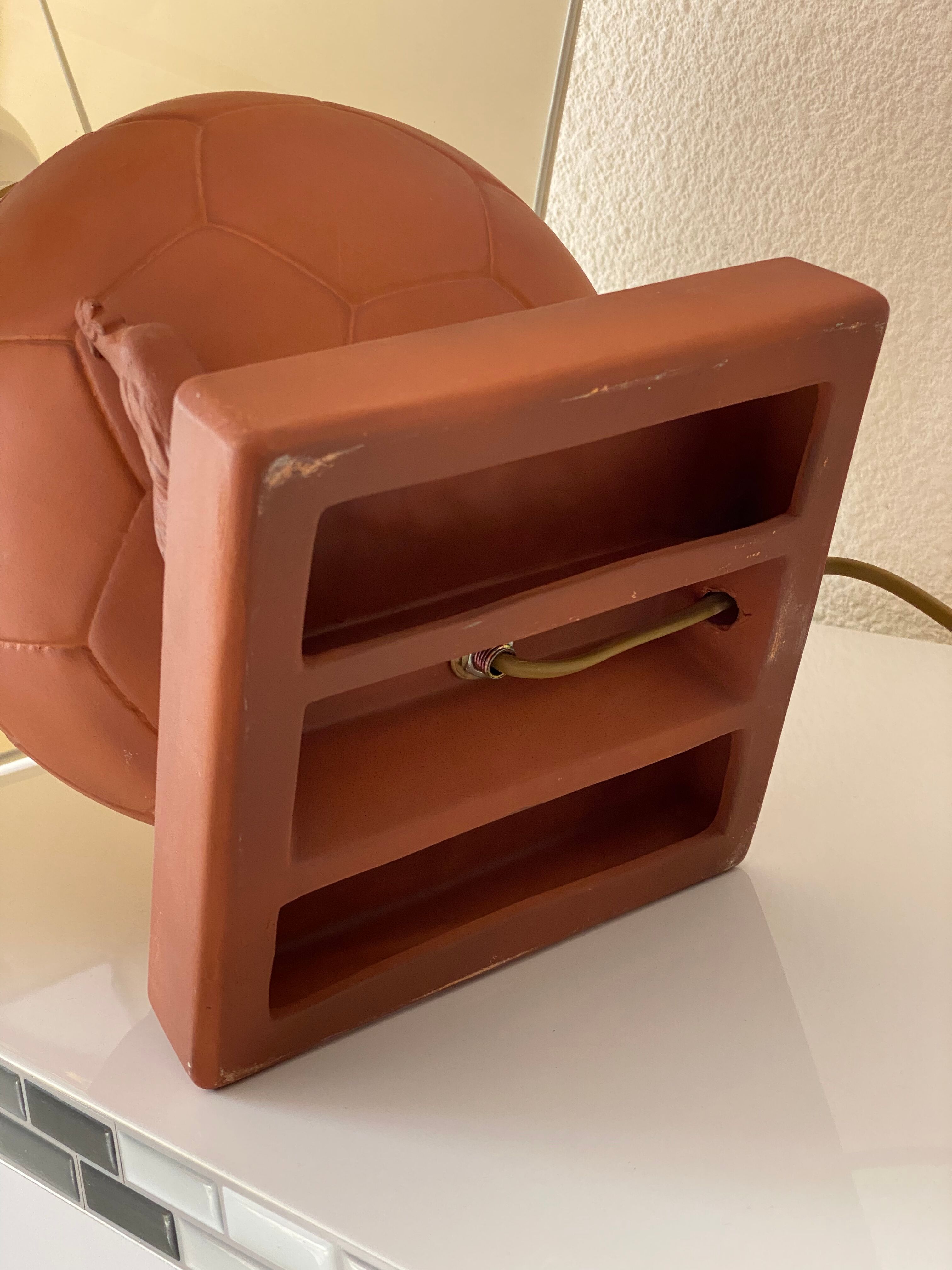 Football lamp and terracotta rooster from the 80s