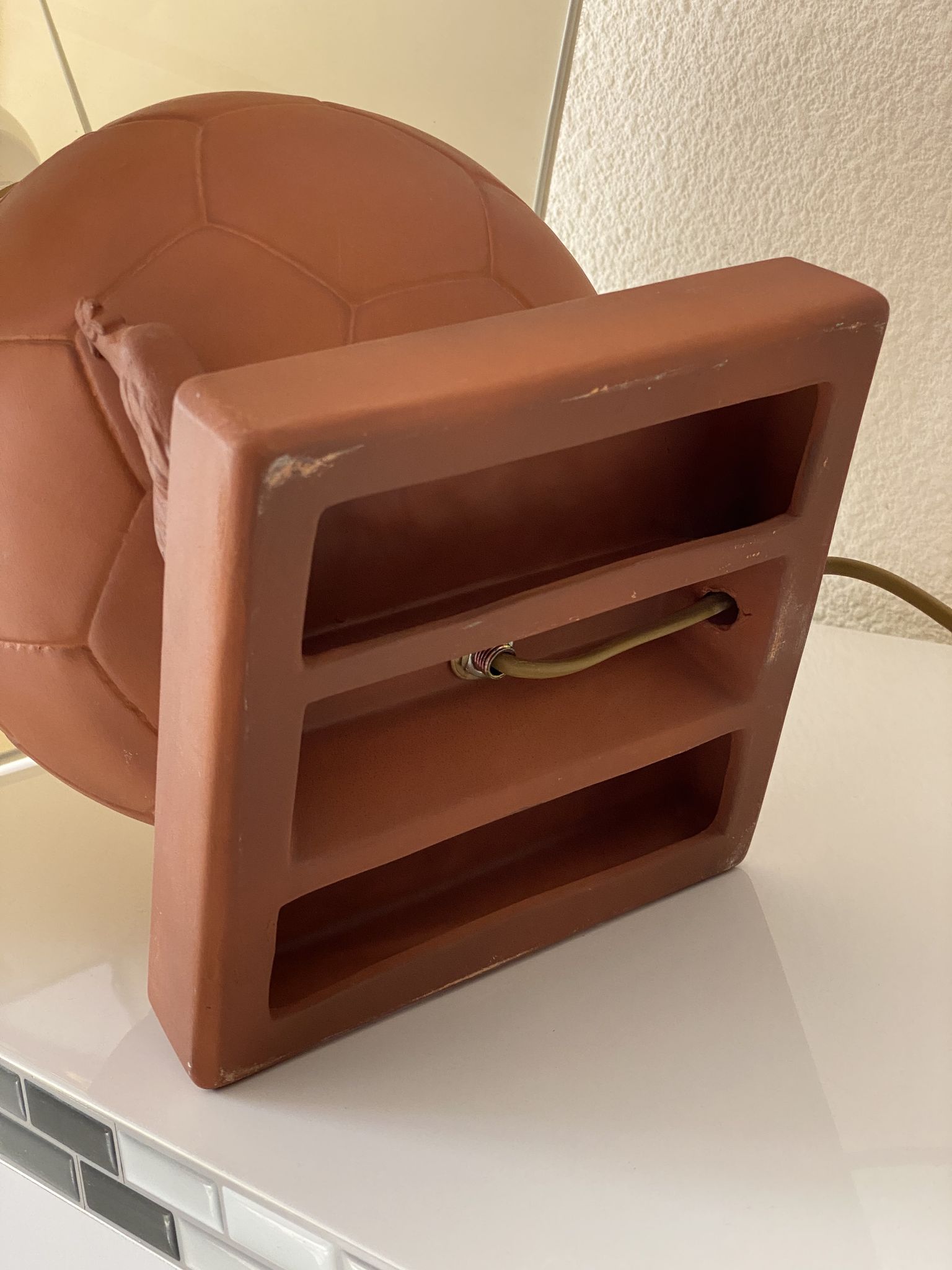 Football lamp and terracotta rooster from the 80s