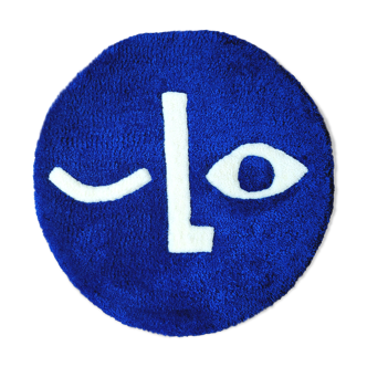 Tapis rond visage bleu roi 54x54cm