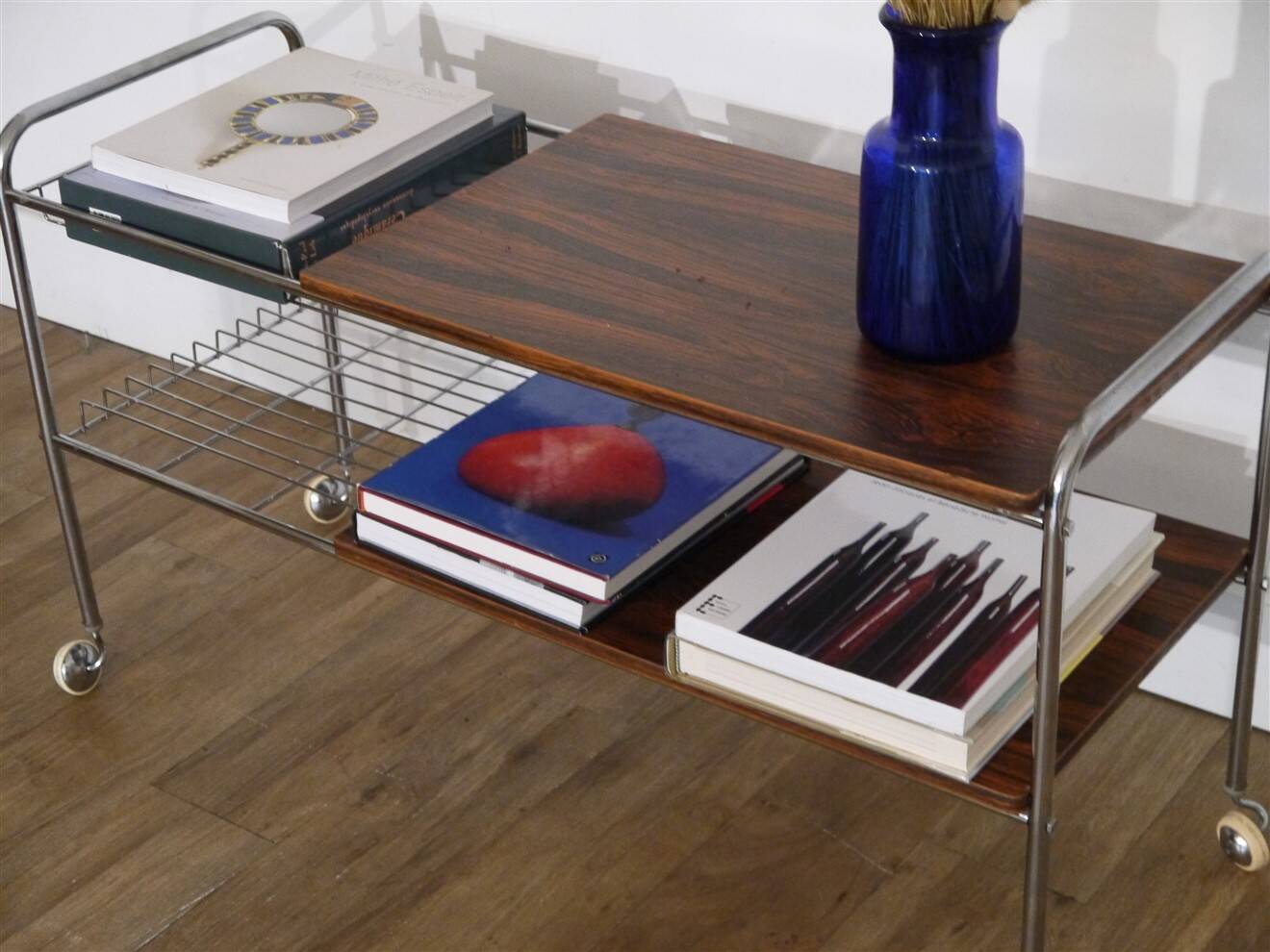 Rosewood and chrome side table, 1970s