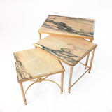 Nested tables in brass and marble.